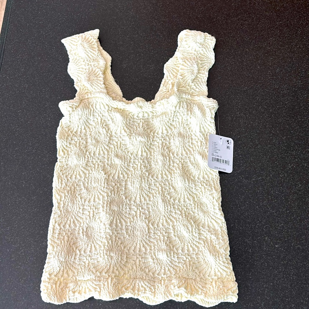 Women's Free People Love Letter Jacquard Camisole Top, NWT, Cream, M/L